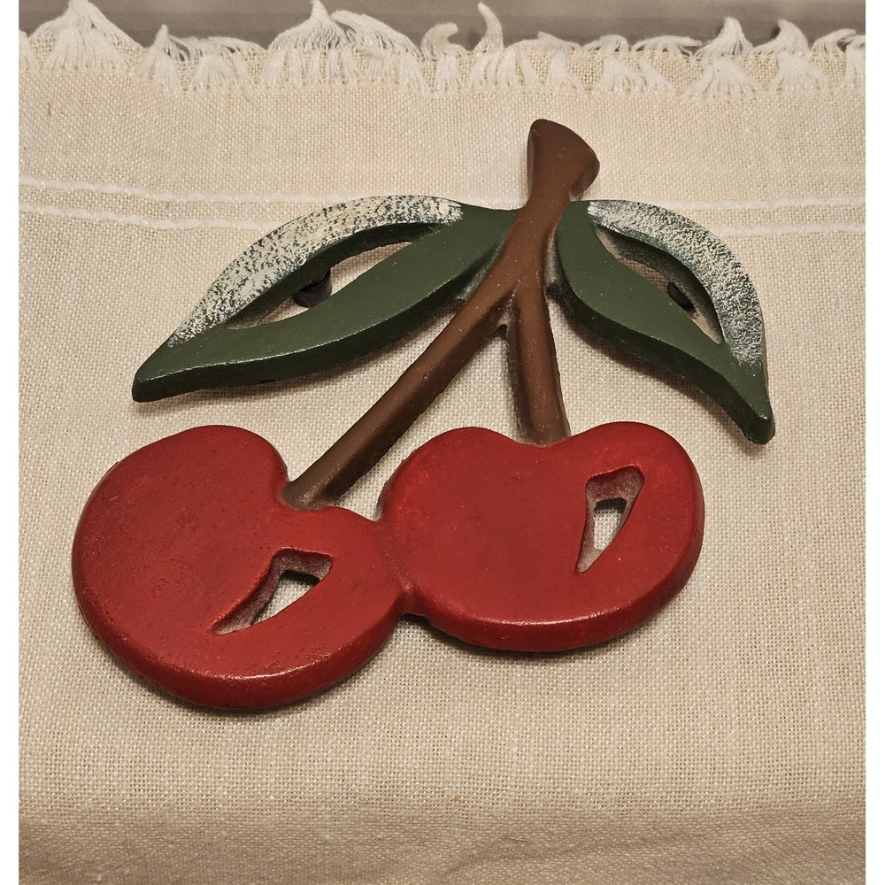 Vintage Cast Iron Cherries 2001 Trivet 7"x5"